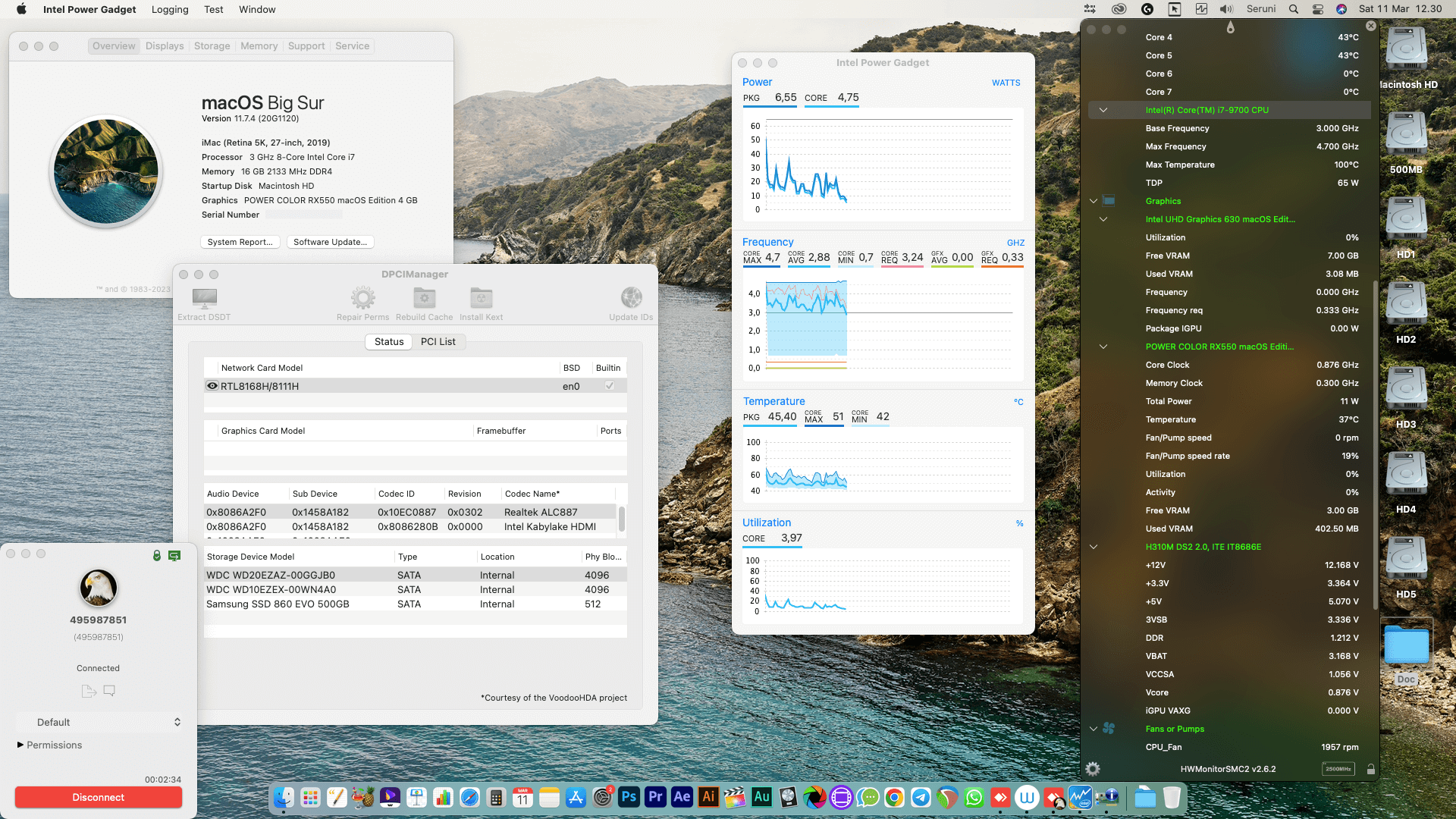 Success Hackintosh macOS Big Sur 11.7.4 Build 20G1120 in Gigabyte H310M DS2 2.0 + Intel Core i7 9700 + Power Color RX 550